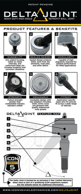 ICON 2007+ Toyota FJ / 2003+ Toyota 4Runner Non-ICON Upper Control Arm 1in Retrofit Delta Joint Kit 614561