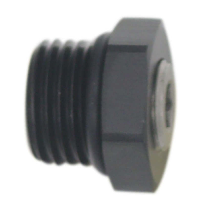 DeatschWerks 6AN ORB Male Plug Fitting with 1/8in NPT Gauge Port - Anodized Matte Black