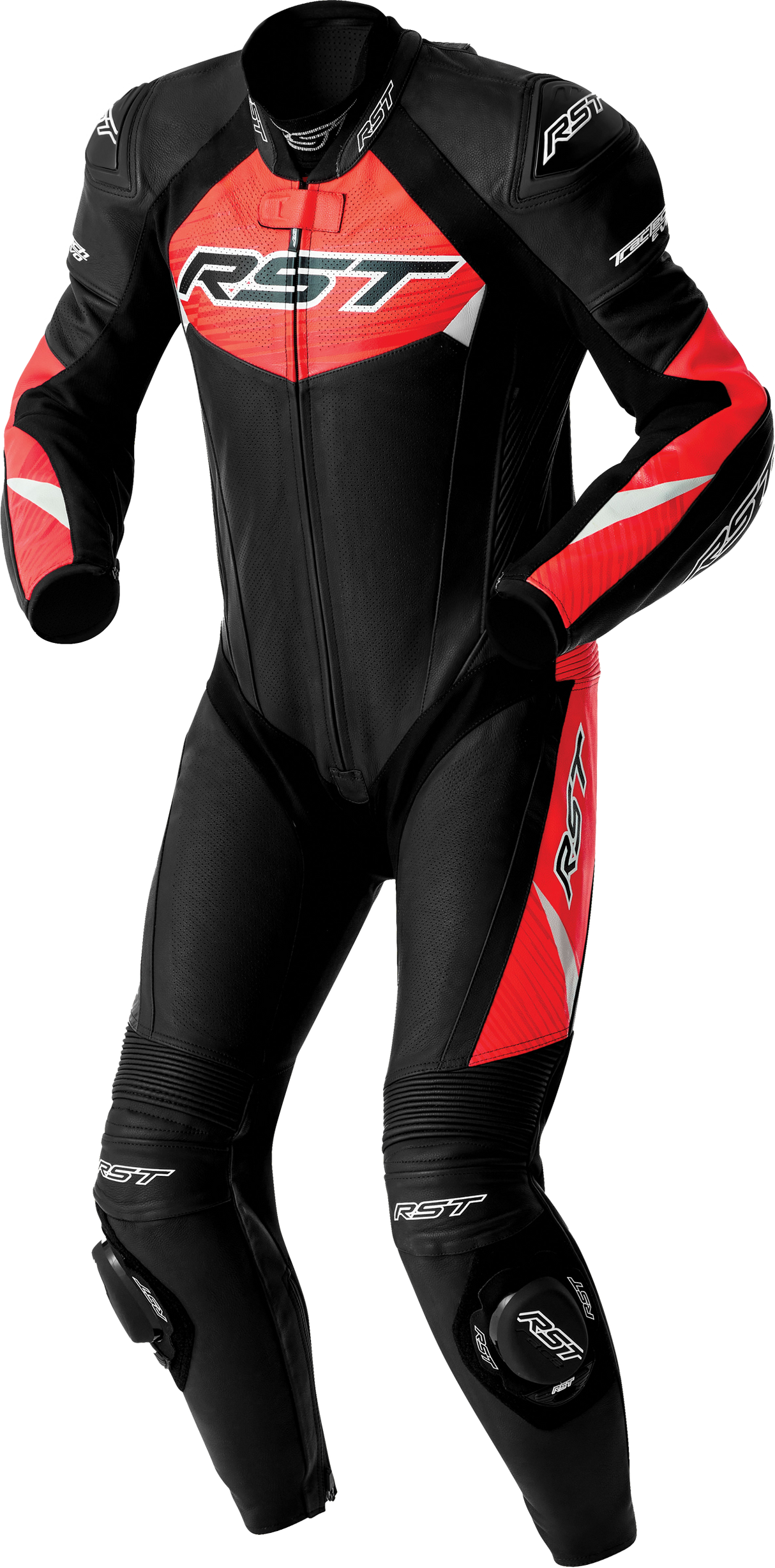 RST Tractech Evo D3o Suit Blk/Flo Red Leather Sm 103634F.RED-40
