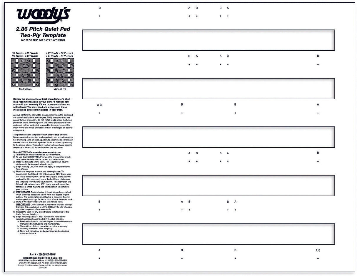 WOODYS Studding Template 2-Ply Quiet Pad 286QUIET-TEMP