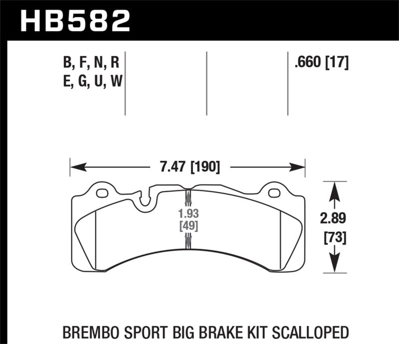 Hawk Brembo Scallped DTC-60 Race Brake Pads KHB582G.660