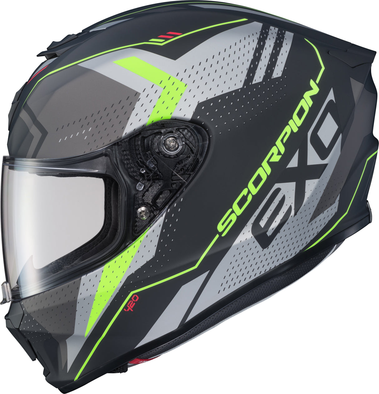 SCORPION EXO Exo-R420 Full-Face Helmet Seismic Matte Hi-Vis/Grey Sm 42-1443