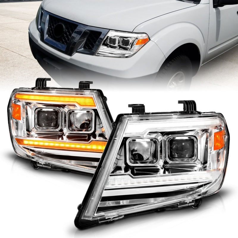 ANZO 09-20 Nissan Frontier Chrome Projector Plank Style DRL w/ Switchback & Sequential LED DRL 111598