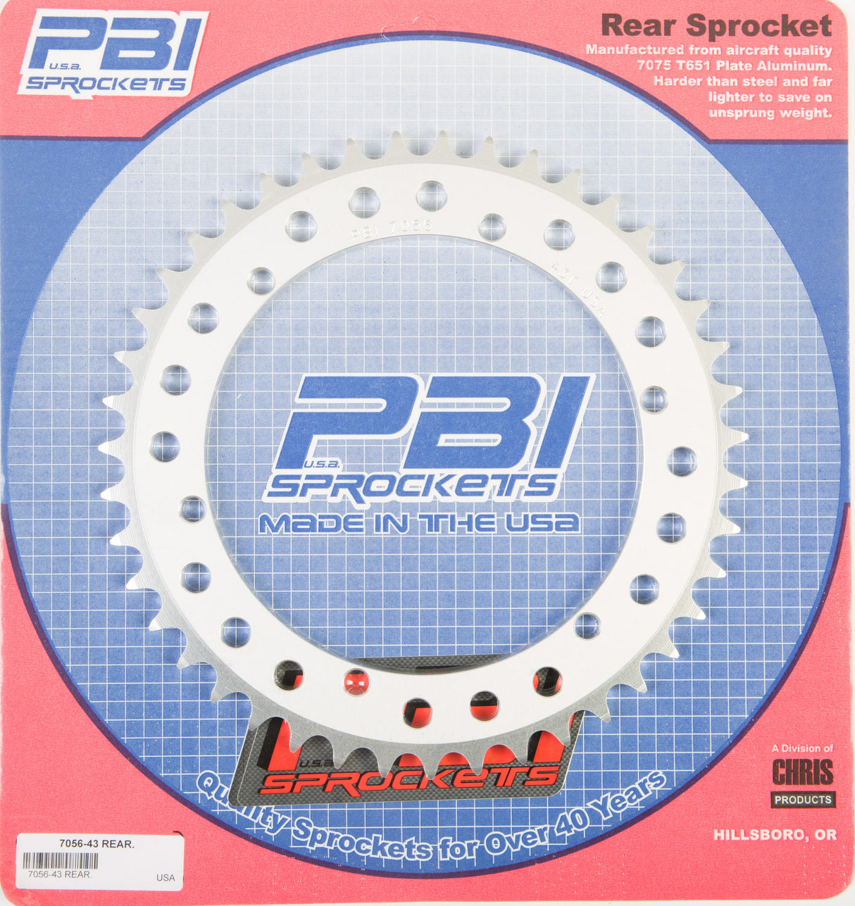 PBIRear Sprocket Aluminum 43t-520 Yam7056-43-3