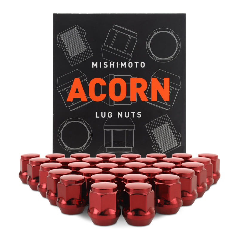 Mishimoto Steel Acorn Lug Nuts M14 x 1.5 - 32pc Set - Red MMLG-AC1415-32RD