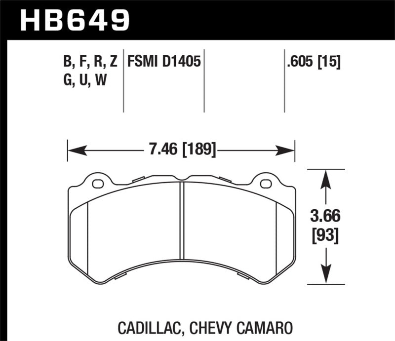 Hawk 14-18 Chevrolet Corvette Front ER-1 Brake Pad Set (J56 brake package) KHB649D.605