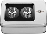 FIGURATI DESIGNS Swing Arm Covers - Contrast Cut - American Flag Skull - Custom - Black FD28-BKSKULL-CC