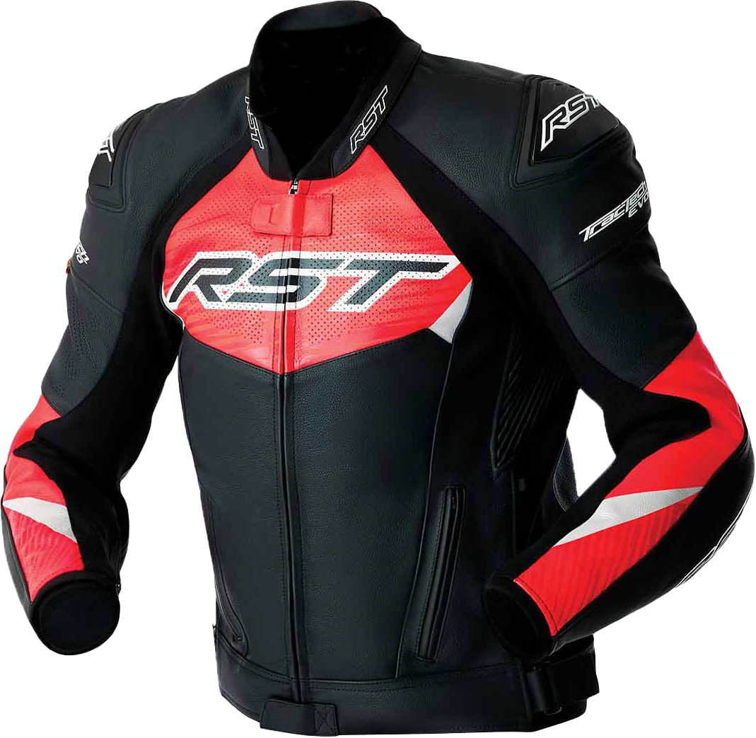 RST Tractech Evo D3o Jacket Blk/Flo Red Leather Md 103635F.RED-42