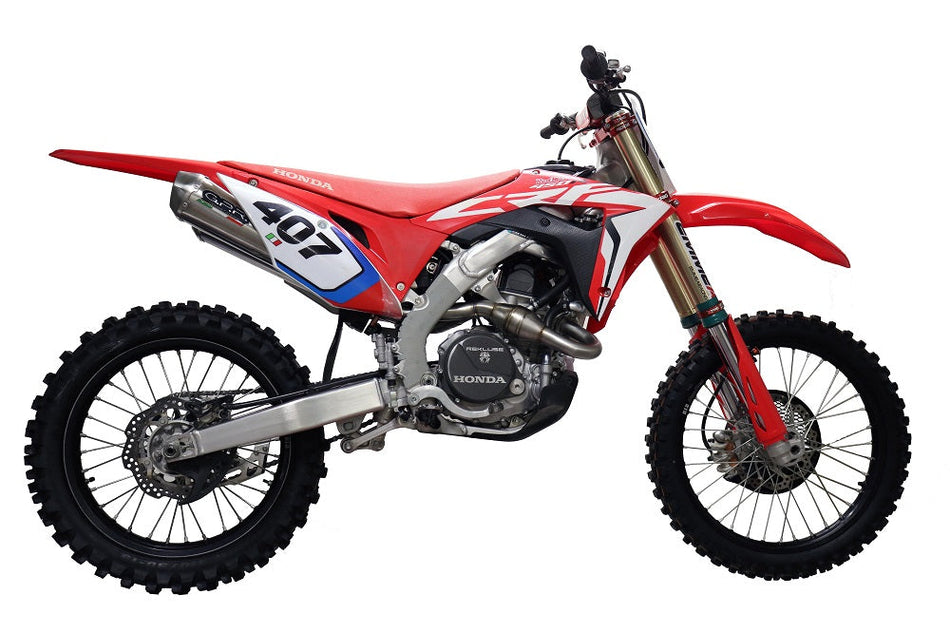 GPR Pentacross Inox Full Exhaust System, Dual Silencers, Removable DB Killers and Spark Arrestors Honda CRF250R /RX RS-9T 2018-2021  PNT.MX.11.IO