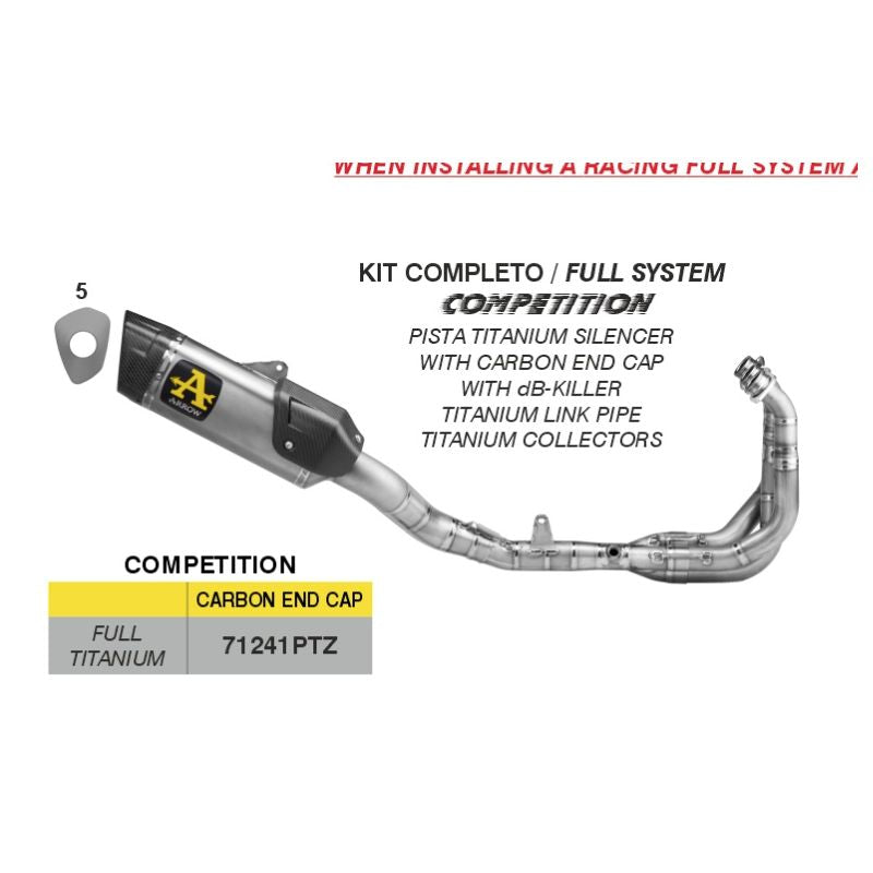 71241PTZ Arrow Yzf R9 2025  Competition Evo Titanium Full system exhaust WITH db killer