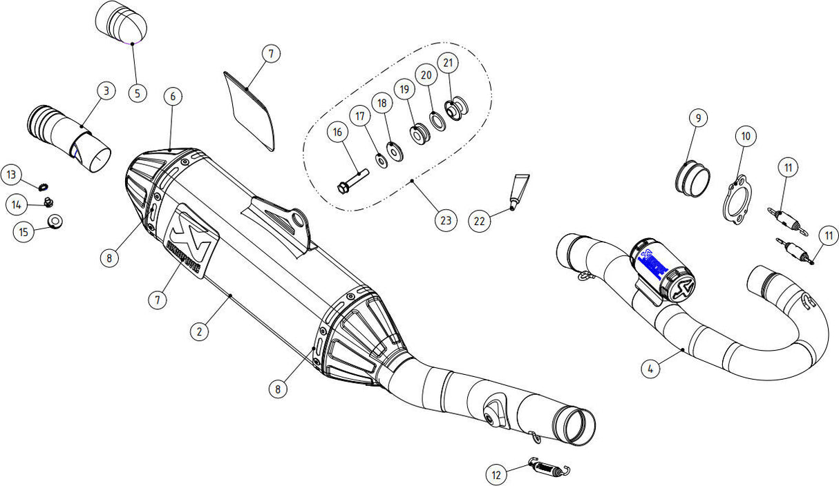 AKRAPOVIC Evolution Exhaust - Titanium RM-Z 250 2019-2023 S-S2MET6-BNTA 1820-1905