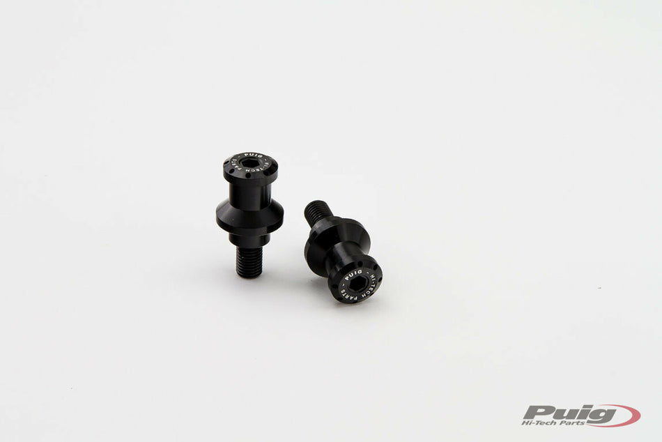 PUIG Swingarm Spools Hi-Tech 10mm Black 2/Pk 5924N