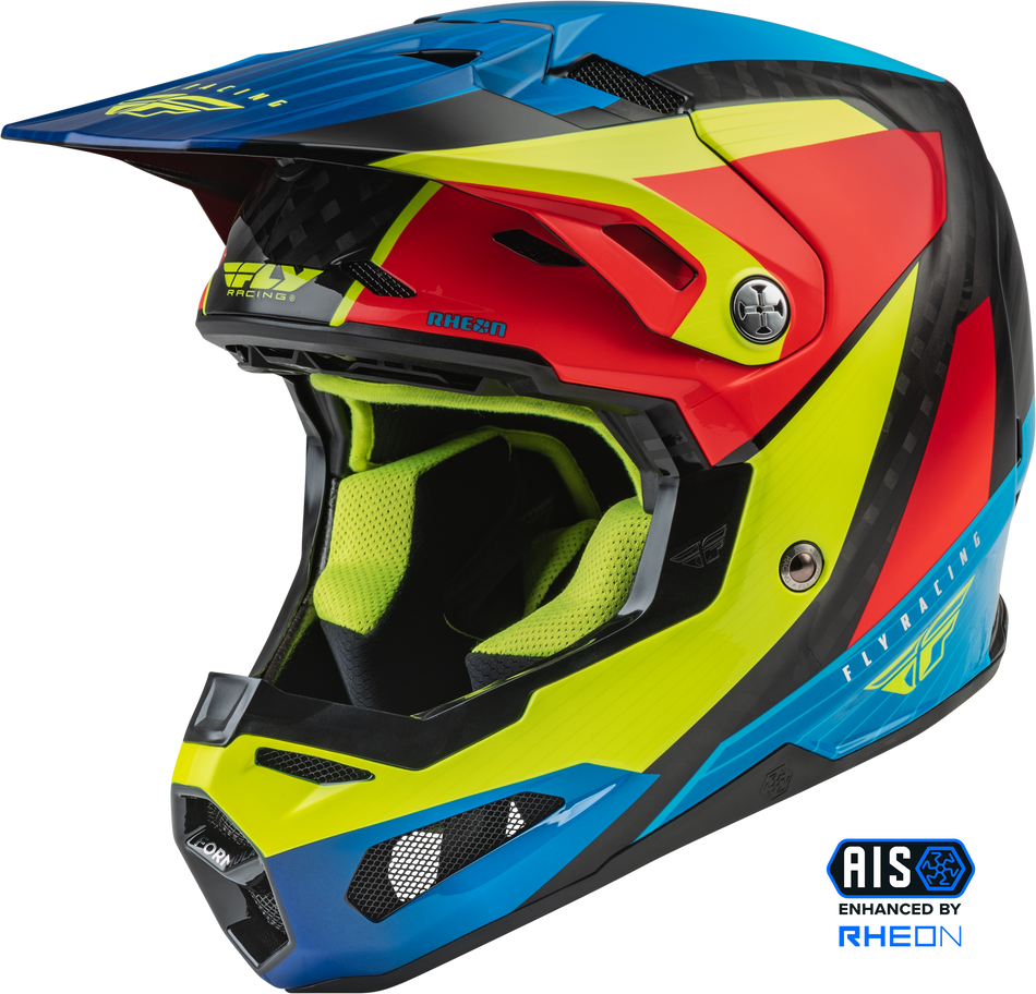 FLY RACING Formula Carbon Prime Helmet Hi-Vis/Blue/Red 2x 73-44332X