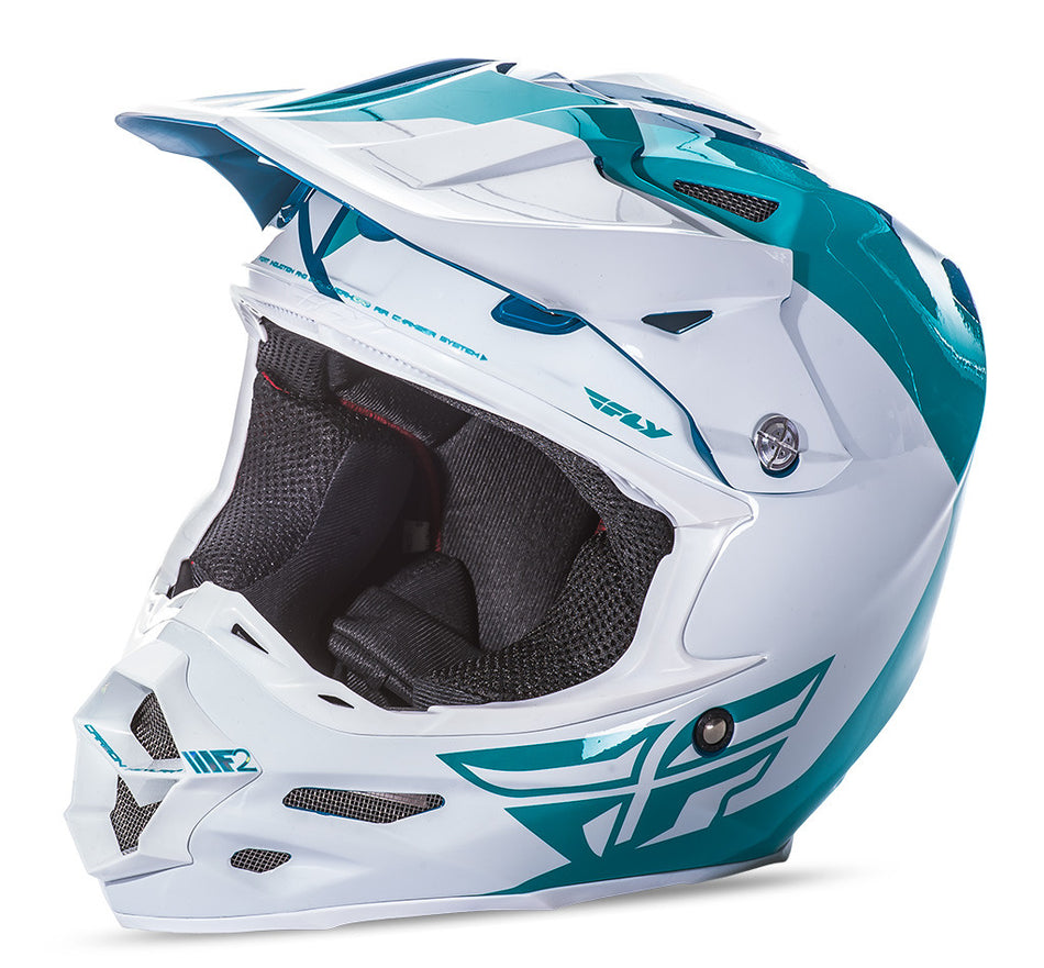 FLY RACING F2 Carbon Pure Helmet Teal/White 2x 73-41382X