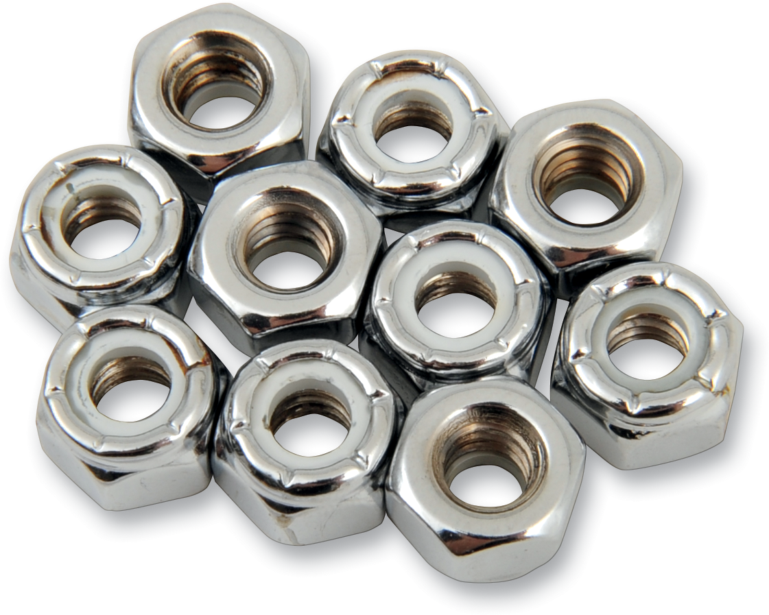 DRAG SPECIALTIES Nuts - Nylon - Chrome - 1/4"-20 MPB273