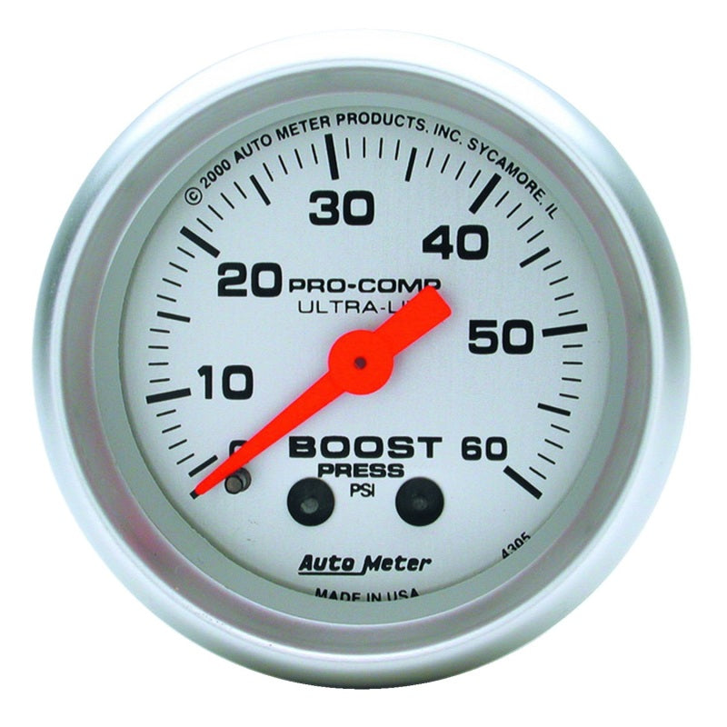 Autometer Ultra-Lite 52mm 60 PSI Mechanical  Boost Gauge 4305