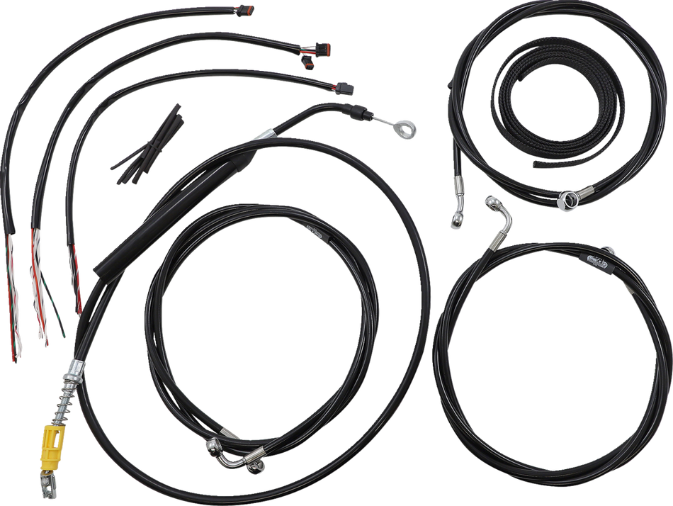 LA CHOPPERS Kit de cable de manillar/línea de freno - Completo - Manillar Ape Hanger de 15" - 17" - Vinilo negro LA-8058KT2-16B 