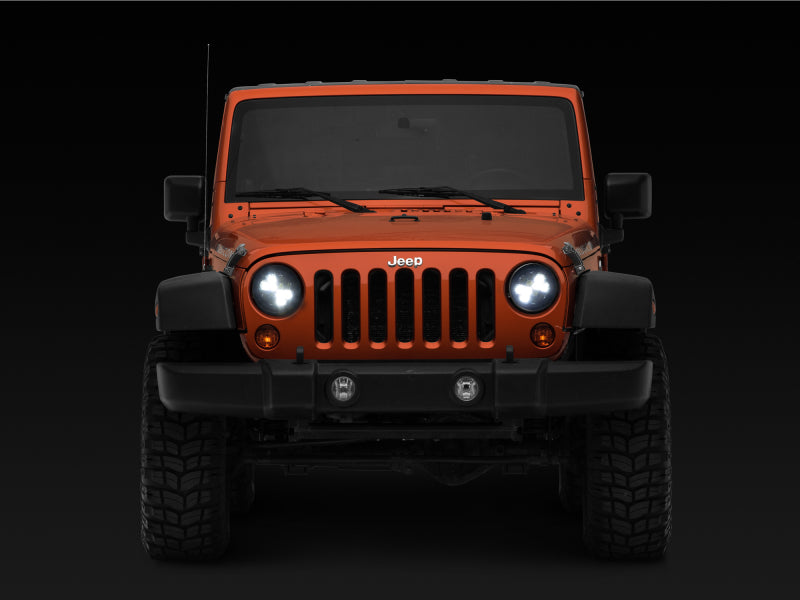 Raxiom 97-18 Jeep Wrangler TJ/JK Axial Spider LED Headlight w/ Amber DRL- Chrome Hsng (Clear Lens) J108047