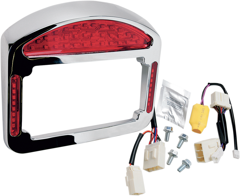 CYCLE VISIONS Taillight Eliminator - Faceplate & Light Assembly ONLY - Chrome CV-4819