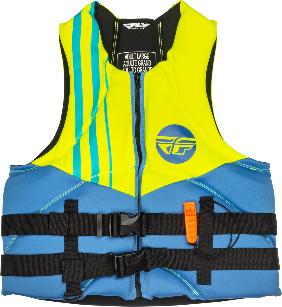 FLY RACING Neoprene Flotation Vest Blue/Hi-Vis/Teal Sm 221-30401S