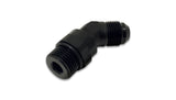 Vibrant -6AN Male Flare to Male -6AN ORB Swivel 45 Degree Adapter Fitting - Anodized Black 16940