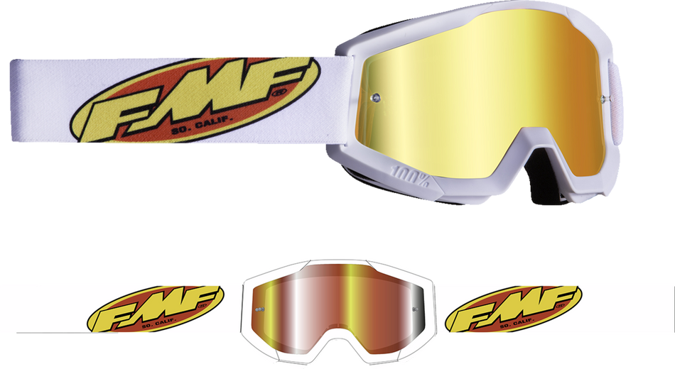 FMF Youth PowerCore Goggles - Core - White - Red Mirror F-50055-00006 2601-3188