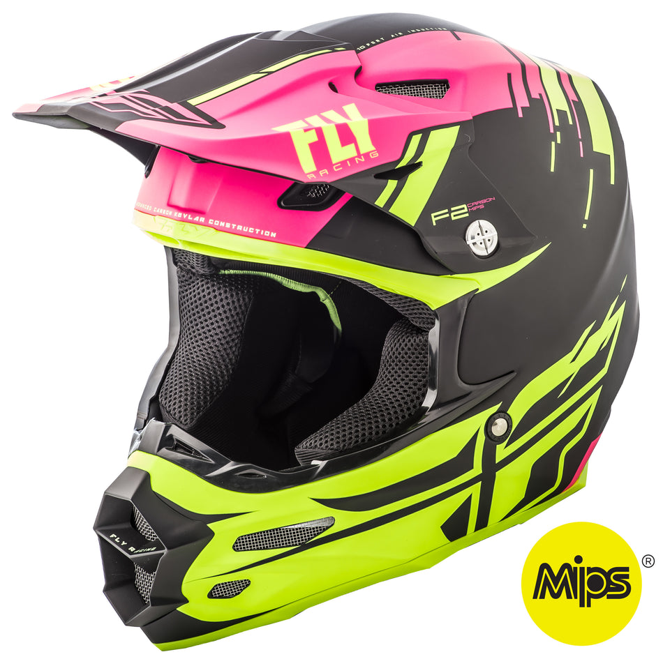 FLY RACING F2 Carbon Forge Helmet Matte Pink/Hi-Vis/Black 2x 73-4239-9-2X