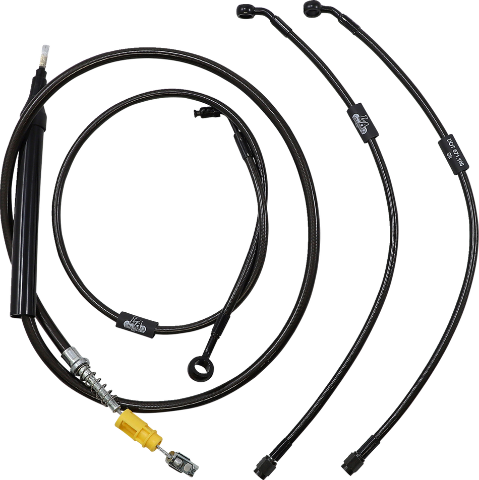 LA CHOPPERS Handlebar Cable/Brake Line Kit- Quick Connect - 15" - 17" Ape Hanger Handlebars - Midnight LA-8157KT-16M