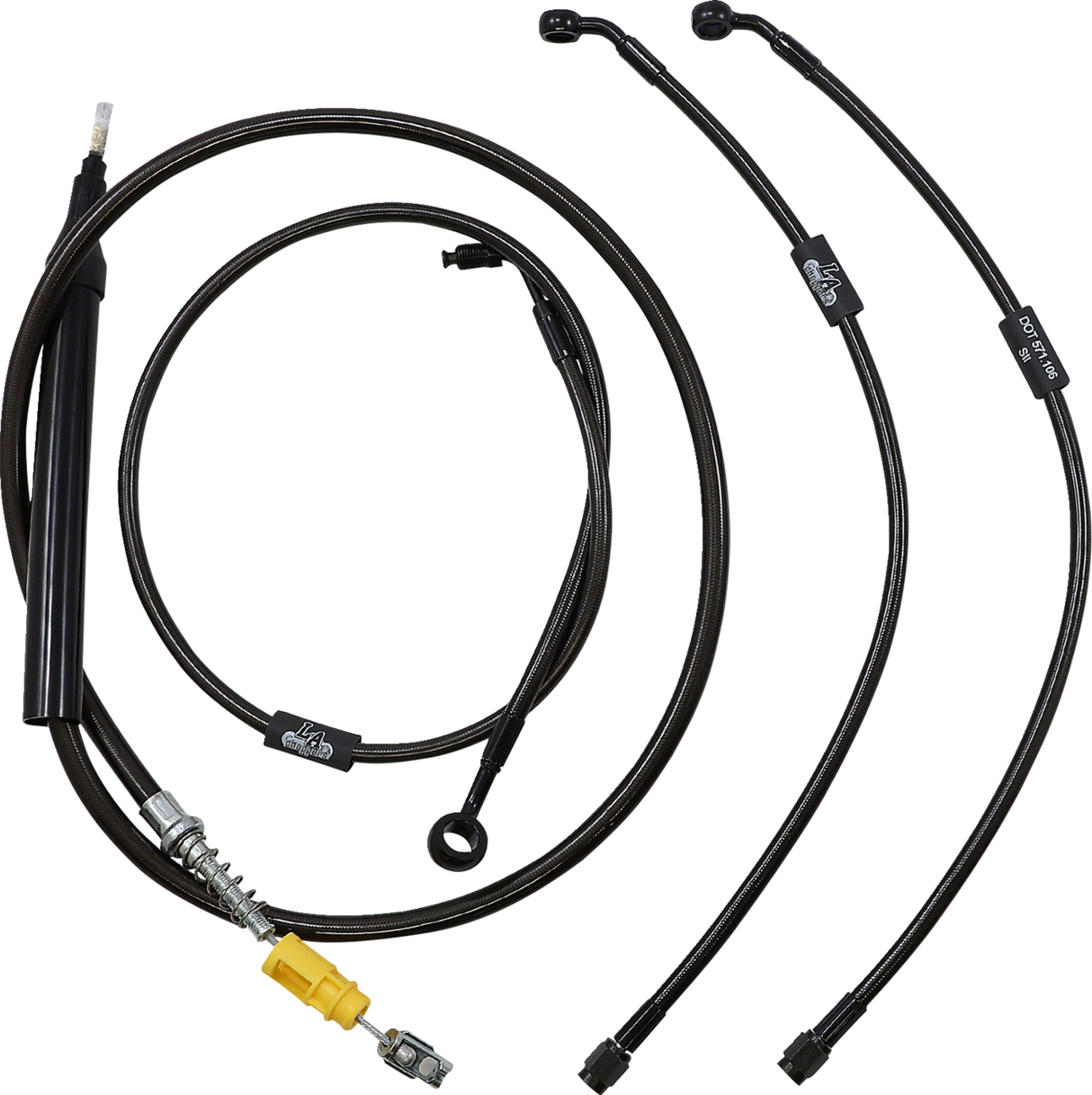 LA CHOPPERS Handlebar Cable/Brake Line Kit- Quick Connect - 15" - 17" Ape Hanger Handlebars - Midnight LA-8157KT-16M