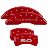 MGP 4 Caliper Covers Engraved Front 2015/Mustang Engraved Rear 2015/50 Red finish silver ch 10200SM52RD