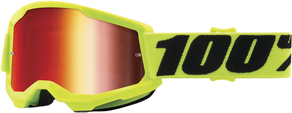 100% Strata 2 Junior Goggle Fluo Yellow Mirror Red Lens 50032-00003