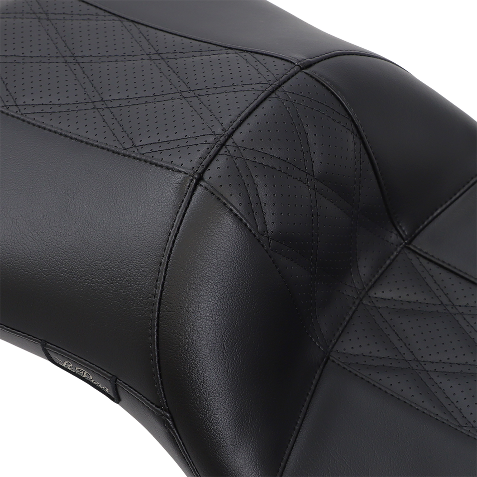LE PERA Maverick Daddy Long Legs Seat - Black W/Black HR Inlay Double Diamond - FLH LK-957DLHR2