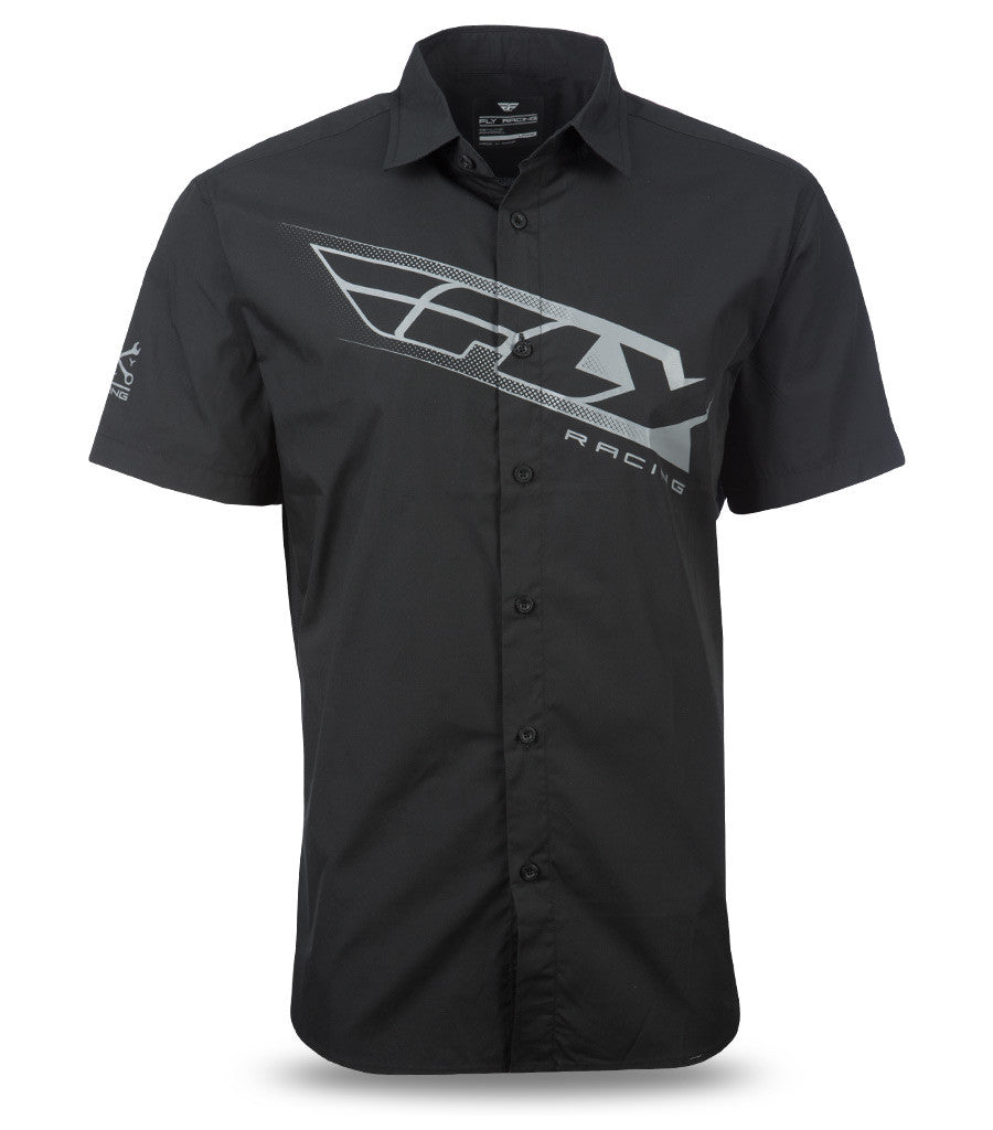 FLY RACING Fly Pit Button Up Shirt Black/Grey Md 352-6190M