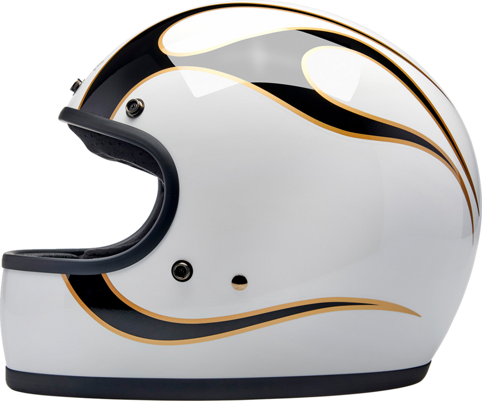 BILTWELL Gringo Helmet - Flames - White/Black - XS 1002-561-501