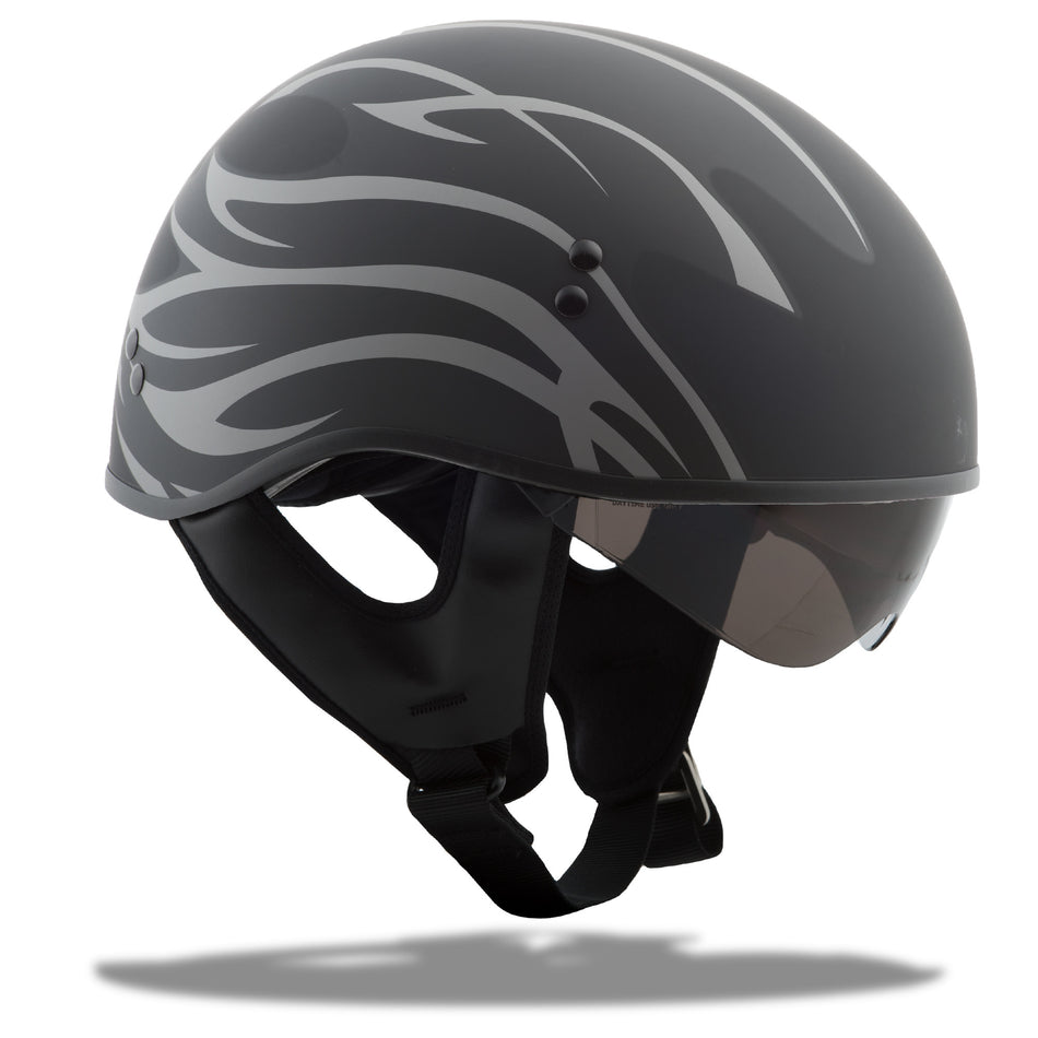 GMAX Gm-65 Half Helmet Grit Naked Matte Black/Silver Xs G1653073