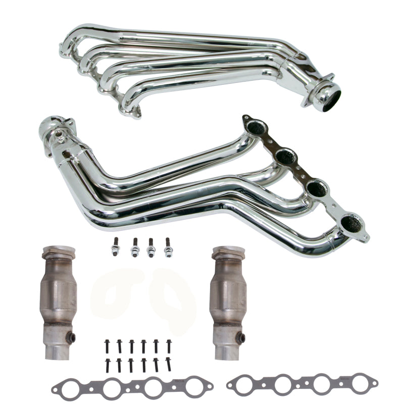 BBK 10-15 Camaro LS3 L99 Long Tube Exhaust Headers With Converters - 1-3/4 Chrome 4021