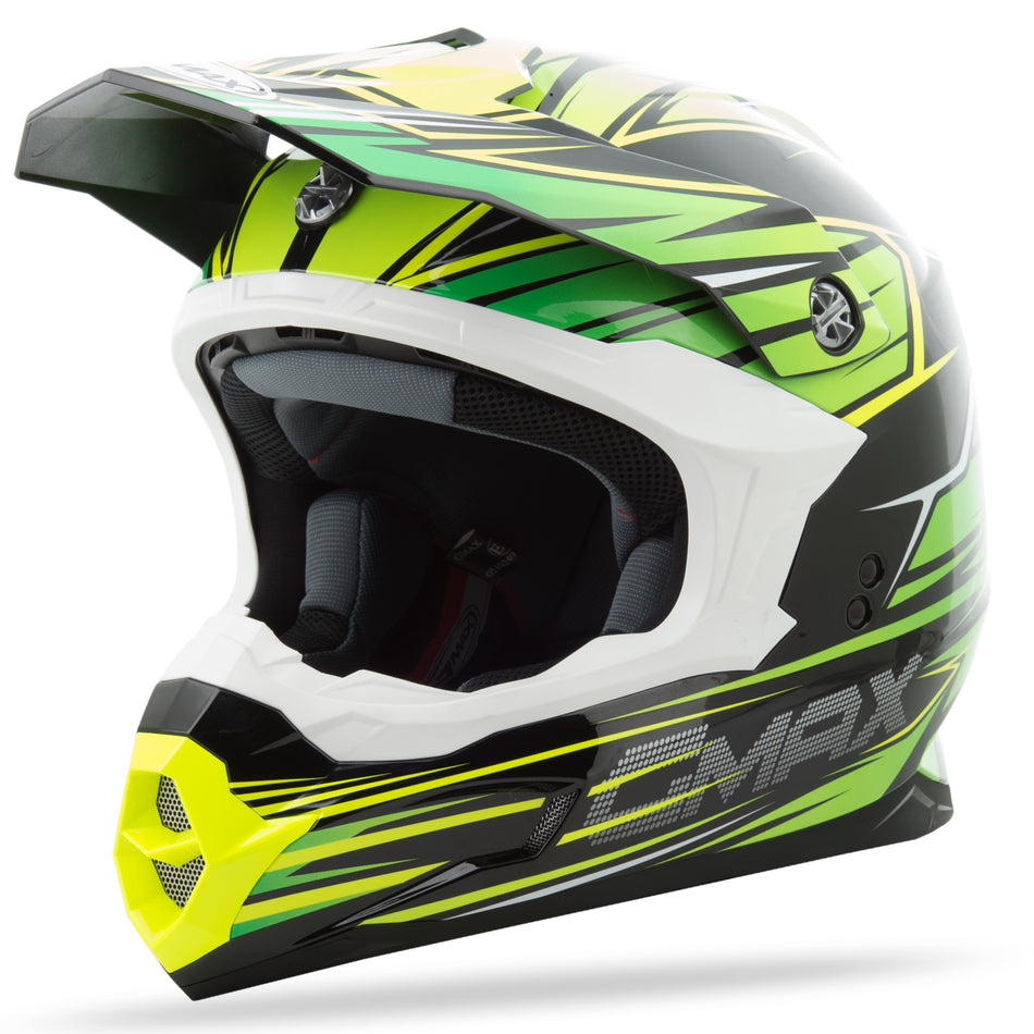 GMAX Mx-86 Off-Road Raz Helmet Black/Green/Hi-Vis Yellow 2x G3861228 TC-3