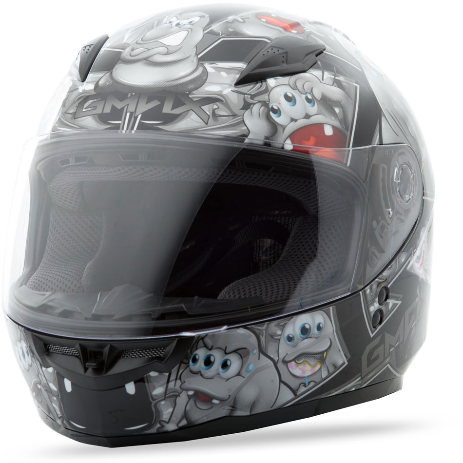 GMAX Gm-49y Full Face Helmet Attack Black/Silver Ys G7494240