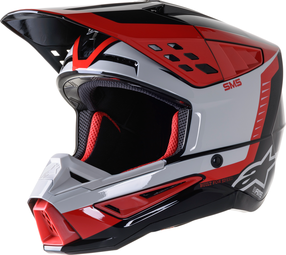 ALPINESTARS S-M5 Beam Helmet Black/Grey/Red Glossy Md 8303722-1313-M