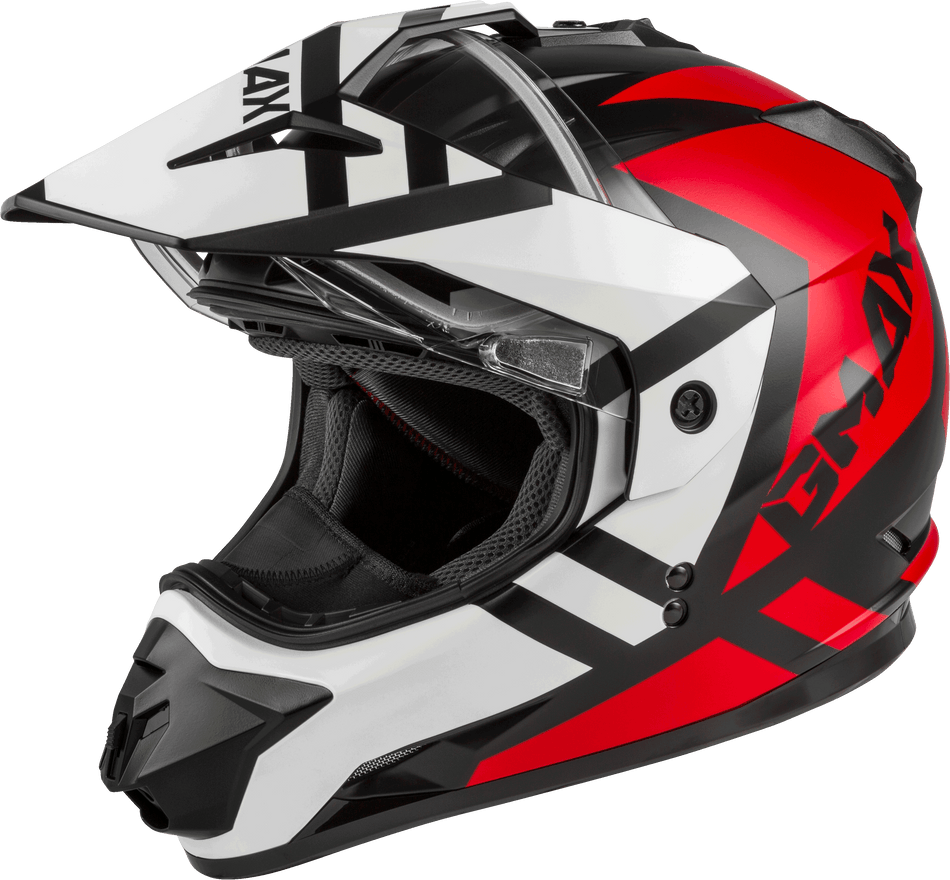 GMAX Gm-11s Dual-Sport Trapper Snow Helmet Matte Blk/Red/White Md G2113075