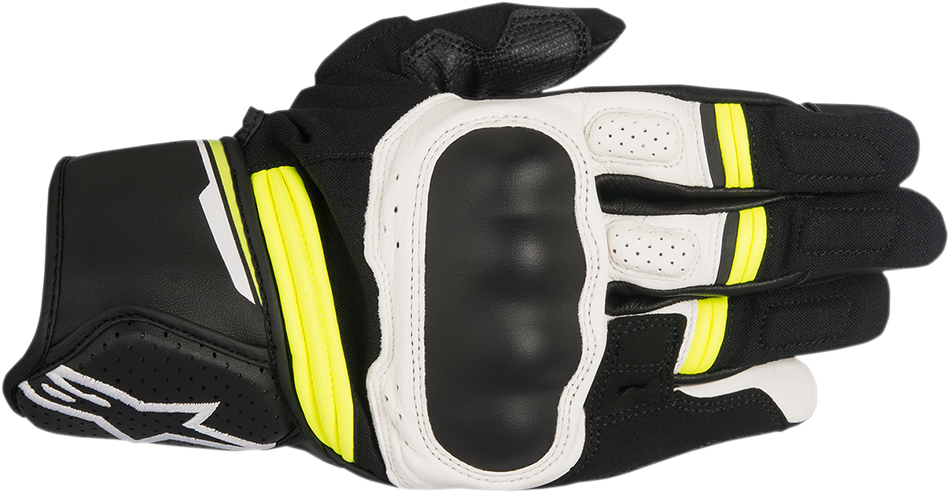 ALPINESTARS Booster Gloves - Black/White/Fluo Yellow - Large 3566917-125-L