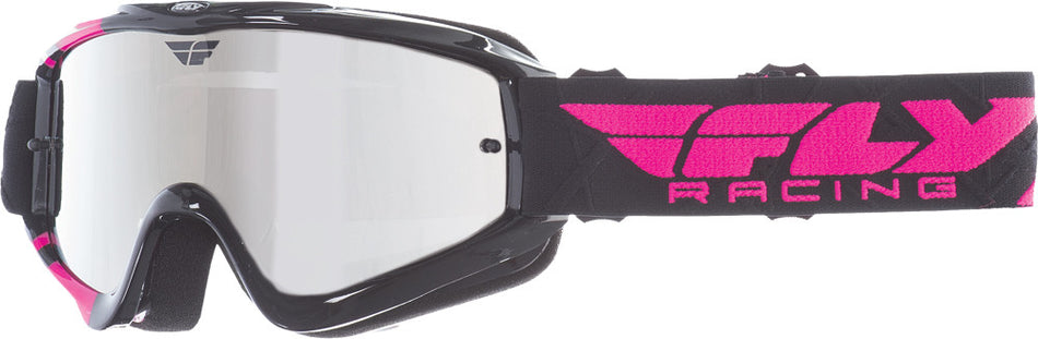 FLY RACING Zone Goggle Black/Pink W/ Chrome/Smoke Lens 37-3022