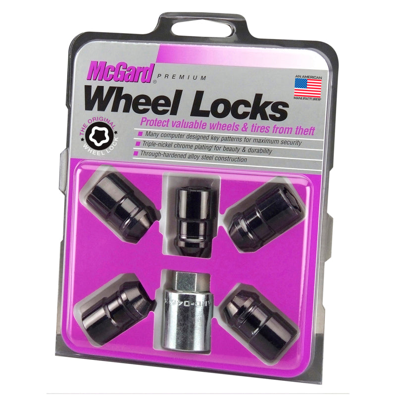 McGard Wheel Lock Nut Set - 5pk. (Cone Seat) M12X1.5 / 3/4 Hex / 1.46in. Length - Black 24526