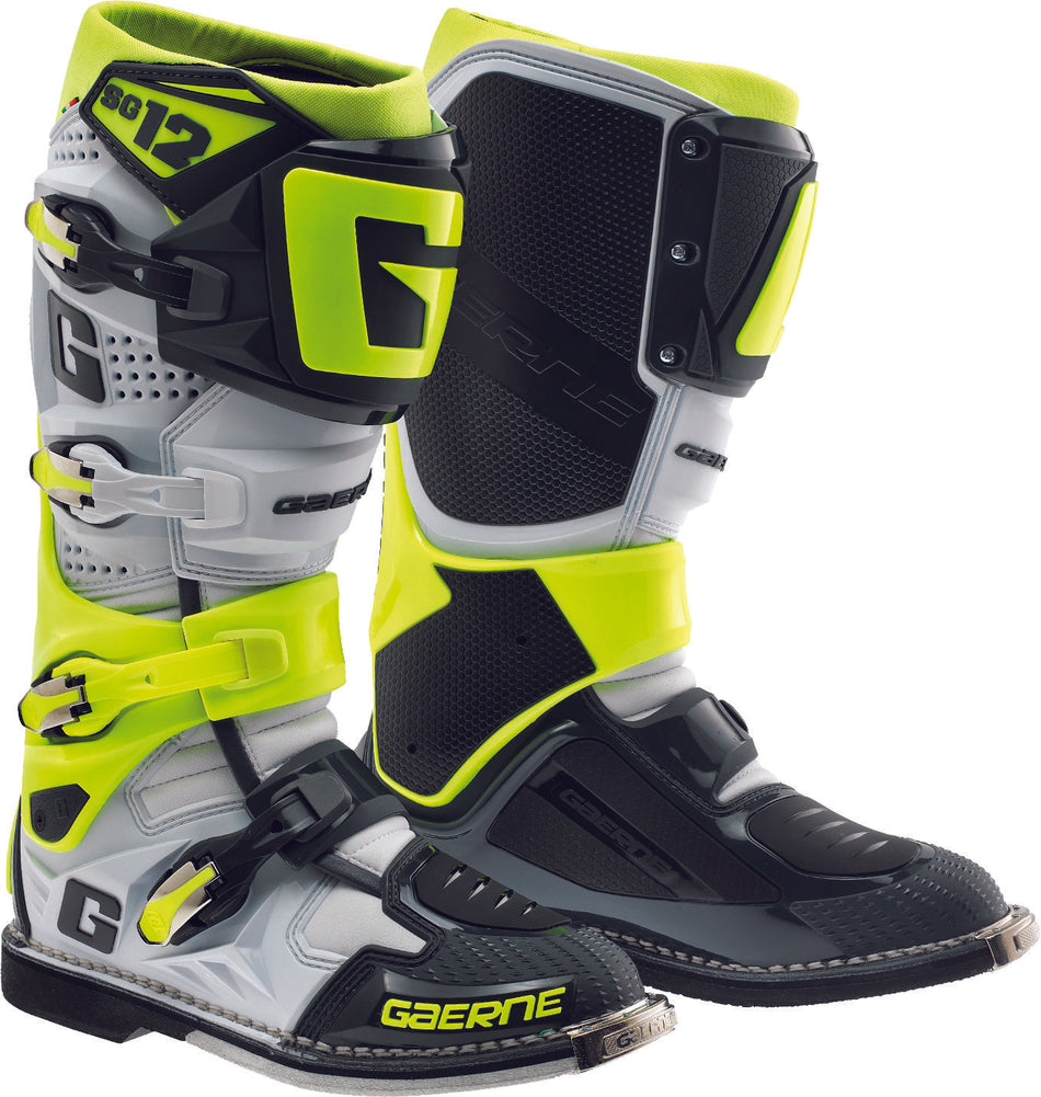 GAERNE Sg-12 Boots White/Black/Neon Sz 13 2174-051-013