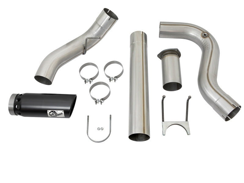 aFe Large Bore-HD 5in DPF Back 409 SS Exhaust System w/Black Tip 2017 Ford Diesel Trucks V8 6.7L(td) 49-43090-B