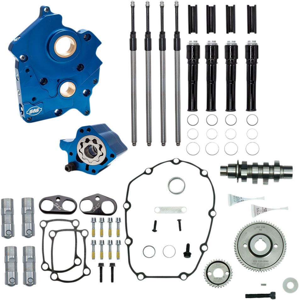 S&S CYCLE Cam Chest Kit with Plate M8 - Gear Drive - Water Cooled - 465 Cam - Black Pushrods 310-1009A