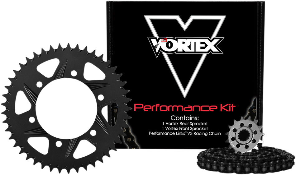 Kit de cadena de acero VORTEX - Negro - Yamaha - YZF-R1 - '98-'03 CK6354 