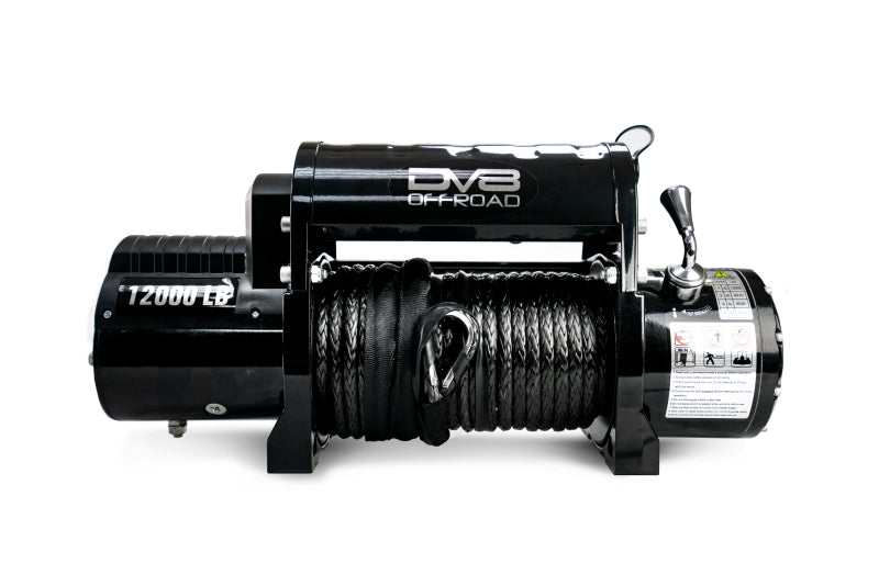 DV8 Offroad 12000 LB Winch w/ Synthetic Line & Wireless Remote - Black WB12SR