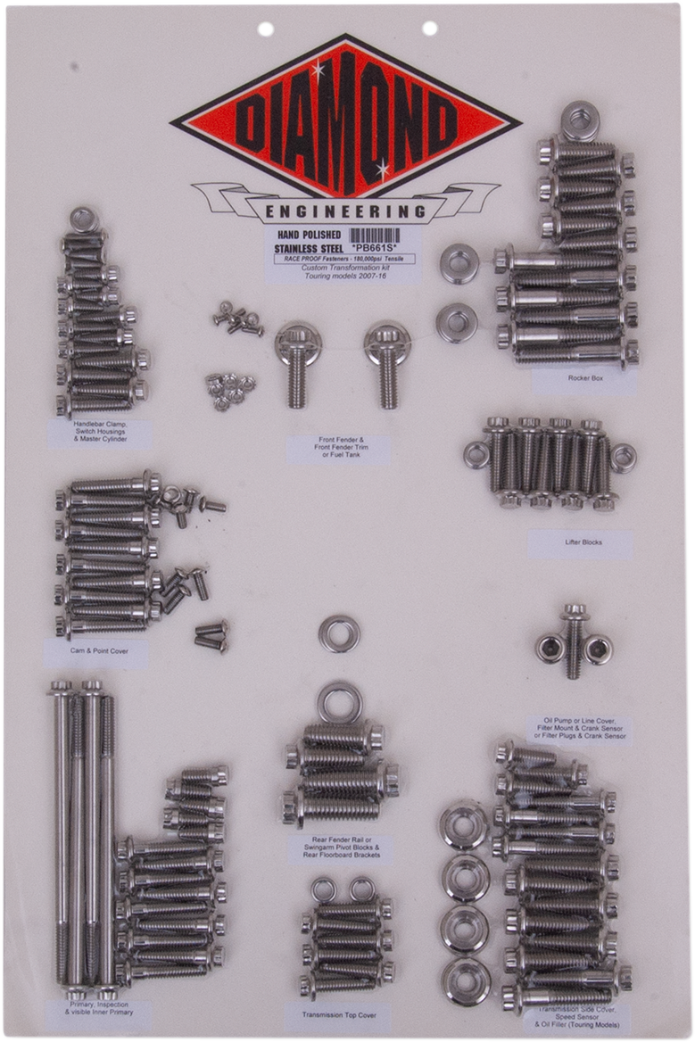 Kit de pernos DIAMOND ENGINEERING - Transformación - 12 puntos - FLHT PB661S 