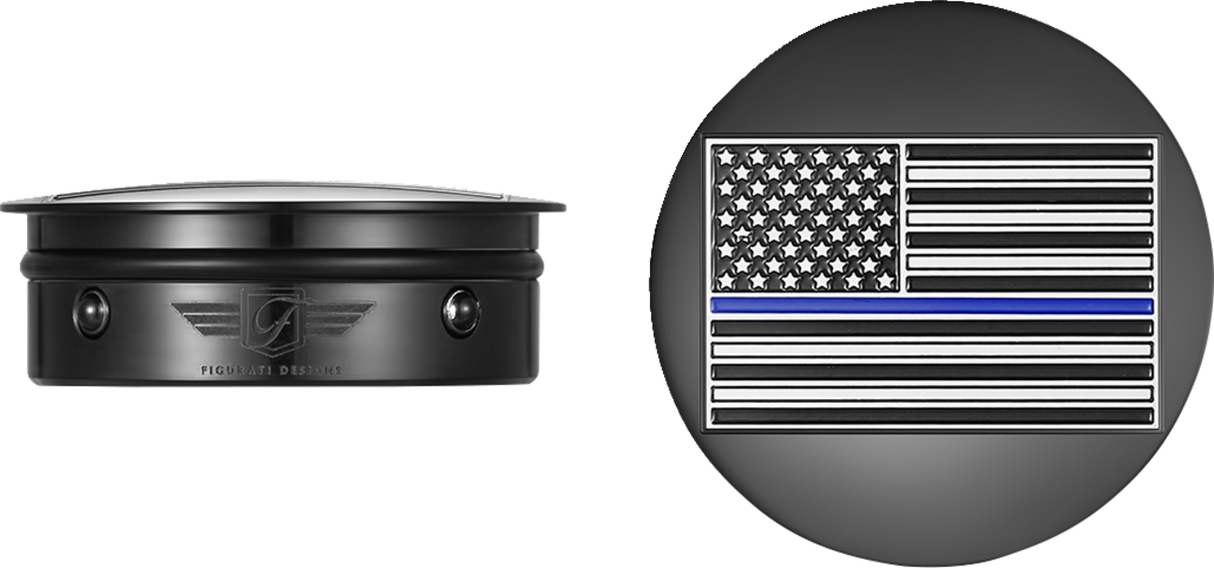 FIGURATI DESIGNS Swing Arm Covers - Blue Line American Flag - Custom - Black - Reversed FD71-AFBL-BLK